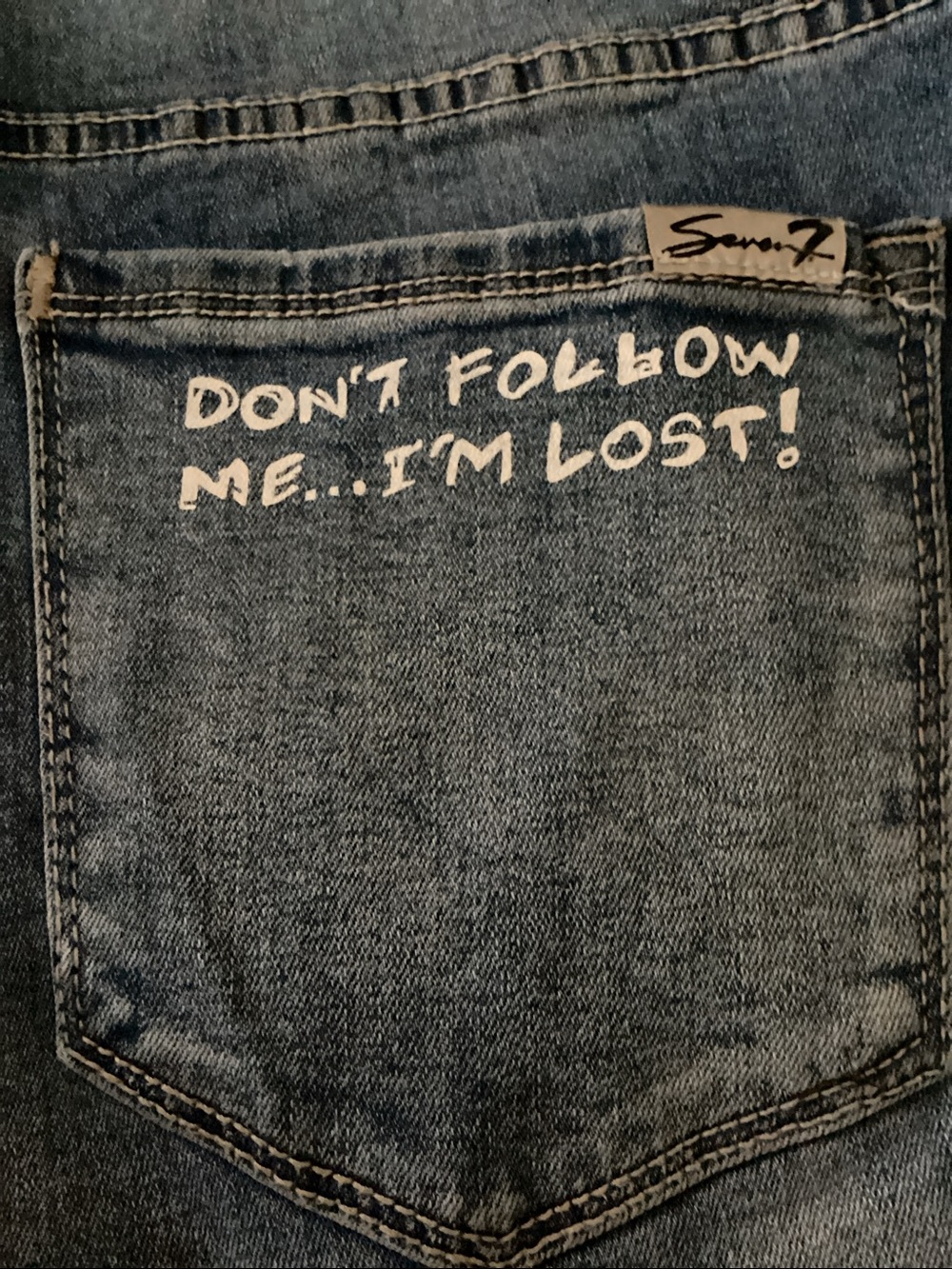 Seven7 Blue Distressed Denim Cutoff Shorts with 'Wild Child' Embroidery